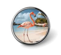 Beach Flamingo Round Badge Cute Brooch Hats Jackets Decor Personalized Lapel Pin Clothing Jewelry Accessories for Wedding Party Gift