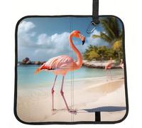 Beach Flamingo Sitting Pad Lightweight Waterproof Folding Seat Pad Compact Portable Camping Seat Mat Memory Foam Travel Seat Cushion for Hiking, Picnics, Outdoor 15.8 x 15.8 in