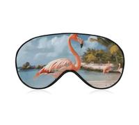 Beach Flamingo Sleep Mask for Women Men Side Sleeper Eye Cover with Adjustable Strap Soft Breathable Blackout Mask Slip-Free Deep Sleeping Travel Essentials