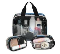 Beach Flamingos Travel Makeup Bag for Women Men, Flamingos Tropical Translucent Cosmetic Bags 3 Pcs Large Shower Wash Pouch Toiletry Cosmetic Toiletries Organizer