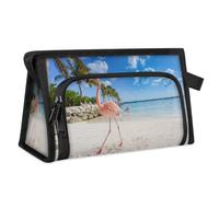 Beach Flamingos Travel Makeup Bag for Women Men Kids Girls Boys Flamingos Tropical Multipurpose Wash Pouch Bag Toiletry Cosmetic Toiletries Shower Bag Organizer