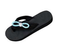 Beach Flip Flop For Women UK, Wedges Woven Upper Summer Getaway Slippers Trendy Sparkle Beaded Bowknot Sandals Open Toe Slip On Washable Shoes With Yoga Mat Insole Platform Thong Sandals For Outdoor