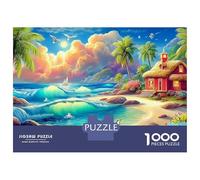 Beach Flower Jar 1000 Piece Jigsaw Puzzle for Women, Men Tropical Beach Scene Colourful Jigsaws Challenge Games Fun Present & Activity 52x38cm/1000pcs