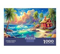 Beach Flower Jar 1000pcs Jigsaw Puzzle Coastal Nature Wall Decor - Heavy-Duty Jigsaw Cardboard & Puzzle for The Whole Family 70x50cm/1000pcs Difficult 1000 Piece Puzzle
