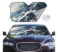 Beach Foam Wave Car Windshield Sun Shade,Foldable Front Window Sun Visor Protector Uv Reflective Windshield Sunshade Covers Universal Car Accessories 51x27.5 Inch