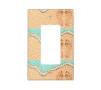 Beach Footprint Wall Plate Covers, 1- Gang Wall Plates Standard Size 4.4" x 2.7", Decorative Light Switch Cover Plate Outlet Covers, Polycarbonate Thermoplastic