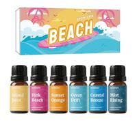Beach Fragrance Oils, Aromtopia Essential Oils for Diffusers for Home, 6x10ml Summer Scents for Candle Soap Making, Dryer Ball, Pink Beach, Ocean Drift, Coastal Breeze