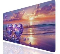 Beach Gaming Mouse Mat Sunset Mouse Pad Large 900x400x3mm, Extended Waterproof Mousepad Smooth Cloth Surface Improved Precision And Speed, Desk Mat Non-Slip Rubber Base for Office Gaming GKuk-5398