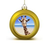 Beach Giraffe Christmas Balls Ornaments 1PCS Christmas Tree Hanging Ball Personalization Golden-Style Xmas Trees Ball Pendant for Holiday Party Decoration Supplies