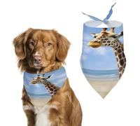 Beach Giraffe Dog Bandanas Cute Soft Cotton Puppy Scarves Washable Daily Summer Durable Triangle Reversible Bibs Suitable for Small Medium Large Dogs and Cats