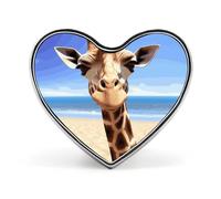 Beach Giraffe Heart Shape Lapel Pin Personalized Pinback Button Badges Retro Punk Button Pin Kawaii Heart Badges for Men Women Clothes Bags Hats & Gift