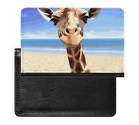 Beach Giraffe Passport Holder,Compact Lightweight Waterproof Passport Cover, Portable Stylish Travel Wallet Accessories for Women Men