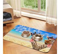 Beach Giraffe Printed Pet Bowl Mats, Non-Slip And Tasteless Dog And Cat Feeding Mats