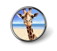 Beach Giraffe Round Badge Cute Brooch Hats Jackets Decor Personalized Lapel Pin Clothing Jewelry Accessories for Wedding Party Gift
