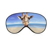 Beach Giraffe Sleep Mask for Women Men Side Sleeper Eye Cover with Adjustable Strap Soft Breathable Blackout Mask Slip-Free Deep Sleeping Travel Essentials