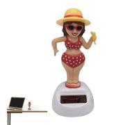 Beach Girl Car Ornaments - Solar Powered Dancing Bikini Beauty, Sun-Activated Shaking Head Interior Statue, Light-Driven Tropical Summer Model | Fun Vehicle Dashboard Novelty Desktop Souvenir