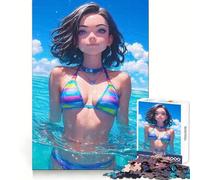 Beach Girl in Rainbow Biki Puzzle for Adults 1000 Pieces Mental Skill Easy Relaxation Solid Fit Birthday Present (50x75cm)
