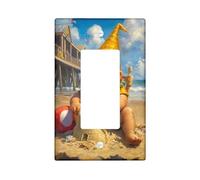 Beach Gnome Light Switch Cover Plates/Outlet Covers, Summer Yellow Gnome at the Shore, Thermoplastic Wall Plates, Standard Size Single Rocker