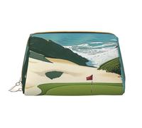 Beach Golf Course Printed Makeup Bag for Women Portable Leather Make up Bag Travel Zipper Cosmetic Bags Organizer