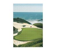 Beach Golf Course Printed Wooden Puzzle 300 Piece, Cute Puzzle Game in Plastic Box for Family Entertainment and Brain Training Gifts