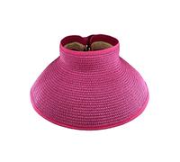 Beach Hats for Women Packable, Folding Straw Sun Hat Wide Brim & Ponytail for UV Protection and Summer Travel GB-M-S1 (UK, Alpha, One Size, Rose)