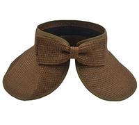 Beach Hats for Women Packable, Folding Straw Sun Hat with Wide Brim and Ponytail for UV Protection and Summer Travel SM01, Coffee, One Size