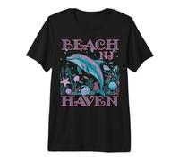 Beach Haven NJ Dolphin Colorful Beach Souvenir Premium T-Shirt