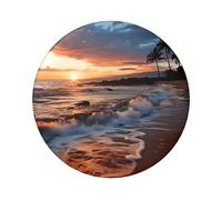 Beach Hawaii Sunset Sea Waves Clouds Button Pins 1 Pc, 2.4 Inch Round Button Badges Metal Personalized Picture Photo Pin Buttons Kit For Craft Supplies Christmas Diy Party Projects, 5 PCS, One size