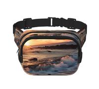 Beach Hawaii Sunset Sea Waves Clouds Fanny Pack For Women Waterproof Adjustable Belt Bags Waist Pack Fashion Casual Crossbody Bags Bum Bag For Running Workout Hiking Traveling, Black, One Size