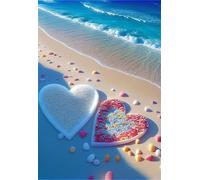 Beach Heart Pebble Jigsaw Puzzles for Adults 500 Pieces Educational Toys Challenging Game 500 Piece Puzzles for Adults for The Whole for Women Gifts for Men