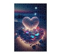 Beach Heart Puzzle 500 Pieces, Fun Challenging Puzzle Games, Difficult Jigsaw Puzzles for Adults 500 Pieces
