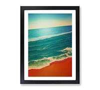 Beach Horizon Framed Wall Art Print A2 Black