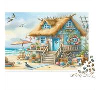 Beach House Art Teen Puzzle Fans 1000 Pieces Eco-friendly Paper Logic Skill Puzzle Gift for Any Occasion 70x50cm/1000pcs