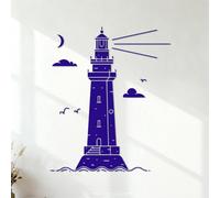 Beach House Lighthouse Silhouette Sea Marine Fine Carving Stickers Glass Stickers 54.6x65.7cm DarkBlue