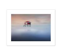 Beach House Misty Ocean Canvas Wall Art Print
