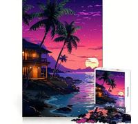 Beach House Pixel Art Jigsaw 1000 Pieces for Teenagers Smart Training Easy Relaxation Flawless Cut Xmas Gift (50x75cm)