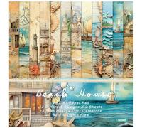 Beach House Scrapbook Paper Pad - 6x6 Sea Themed Travel & Vacation Scrapbooking Supplies Paper for DIY Decorative Background Cardmaking Art Journaling Planner Origami Crafts