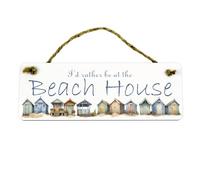 Beach House Sign - Novelty Rather Be Seaside Gift - MDF Wall Decor Beach Huts 28cm x 10cm