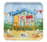 Beach HUT - Beside The SEA - Emma Ball Colourful Square Melamine Tray - 29cm