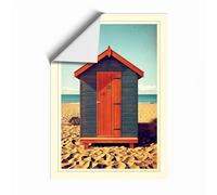 Beach Hut by the Sea Coastal Unframed Wall Art Print A3 (42×29.7cm), Wall Decor for Living Room, Bedroom, Office & Home, Art Gift