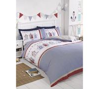 Beach Hut Duvet Cover Set Rapport Bright Blue Double