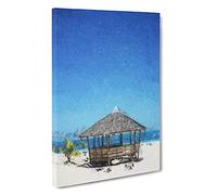 Beach Hut in Daku Island in the Philippines Canvas Print | Gallery Wrapped 30mm Frame Wall Art | 30x20 inches | Ready to Hang | Coastal Seascape Picture | Living Room Bedroom Lounge Office