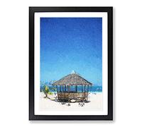 Beach Hut in Daku Island in The Philippines Framed Print | A2 Black Framed Wall Art | Ready to Hang | Modern Beach Picture | Living Room Bedroom Lounge Office