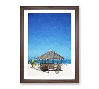 Beach Hut In Daku Island In The Philippines Modern Framed Print | A2 Walnut Framed Wall Art | Ready to Hang | Modern Beach Picture | Living Room Bedroom Lounge Office