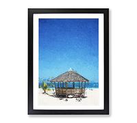 Beach Hut In Daku Island In The Philippines Modern Framed Print | A3 Black Framed Wall Art | Ready to Hang | Modern Beach Picture | Living Room Bedroom Lounge Office