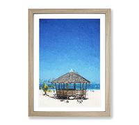 Beach Hut In Daku Island In The Philippines Modern Framed Wall Art Print, Ready to Hang Picture for Living Room Bedroom Home Office Décor, Oak A4 (34 x 25 cm)