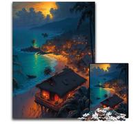 Beach Hut Jigsaw Puzzles for Adults 1000 Piece Wooden Jigsaw Brain Teaser Adult Game Family Interactive Activity 1000 PCS(75x50cm)