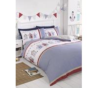 Rapport Home Blue Single Duvet Cover Set Beach Hut by the Seaside in the Summer Bedding Set