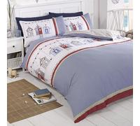 Rapport Beach Hut Duvet Set - Multi-Colour, Single | 50% Cotton 50% Polyester, Machine Washable | Great British Design | C-12395460