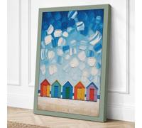 Beach Huts and Falling Cubes Canvas Wall Art Print 18x12 Inch